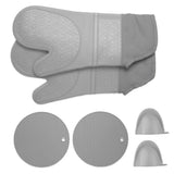 Insulation Gloves Thickened Silicone Barbecue Microwave Oven Anti Scalding Glove for Kitchen Baking CookingGray