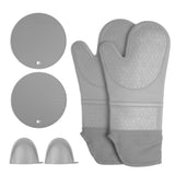 Insulation Gloves Thickened Silicone Barbecue Microwave Oven Anti Scalding Glove for Kitchen Baking CookingGray - 45-Degree Angle