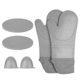 Insulation Gloves Thickened Silicone Barbecue Microwave Oven Anti Scalding Glove for Kitchen Baking CookingGray