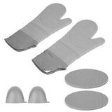 Insulation Gloves Thickened Silicone Barbecue Microwave Oven Anti Scalding Glove for Kitchen Baking CookingGray - Close-Up Angle