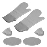 Insulation Gloves Thickened Silicone Barbecue Microwave Oven Anti Scalding Glove for Kitchen Baking CookingGray - Low Angle