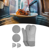 Insulation Gloves Thickened Silicone Barbecue Microwave Oven Anti Scalding Glove for Kitchen Baking CookingGray