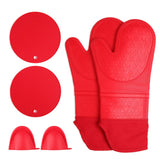 Insulation Gloves Thickened Silicone Barbecue Microwave Oven Anti Scalding Glove for Kitchen Baking CookingRed