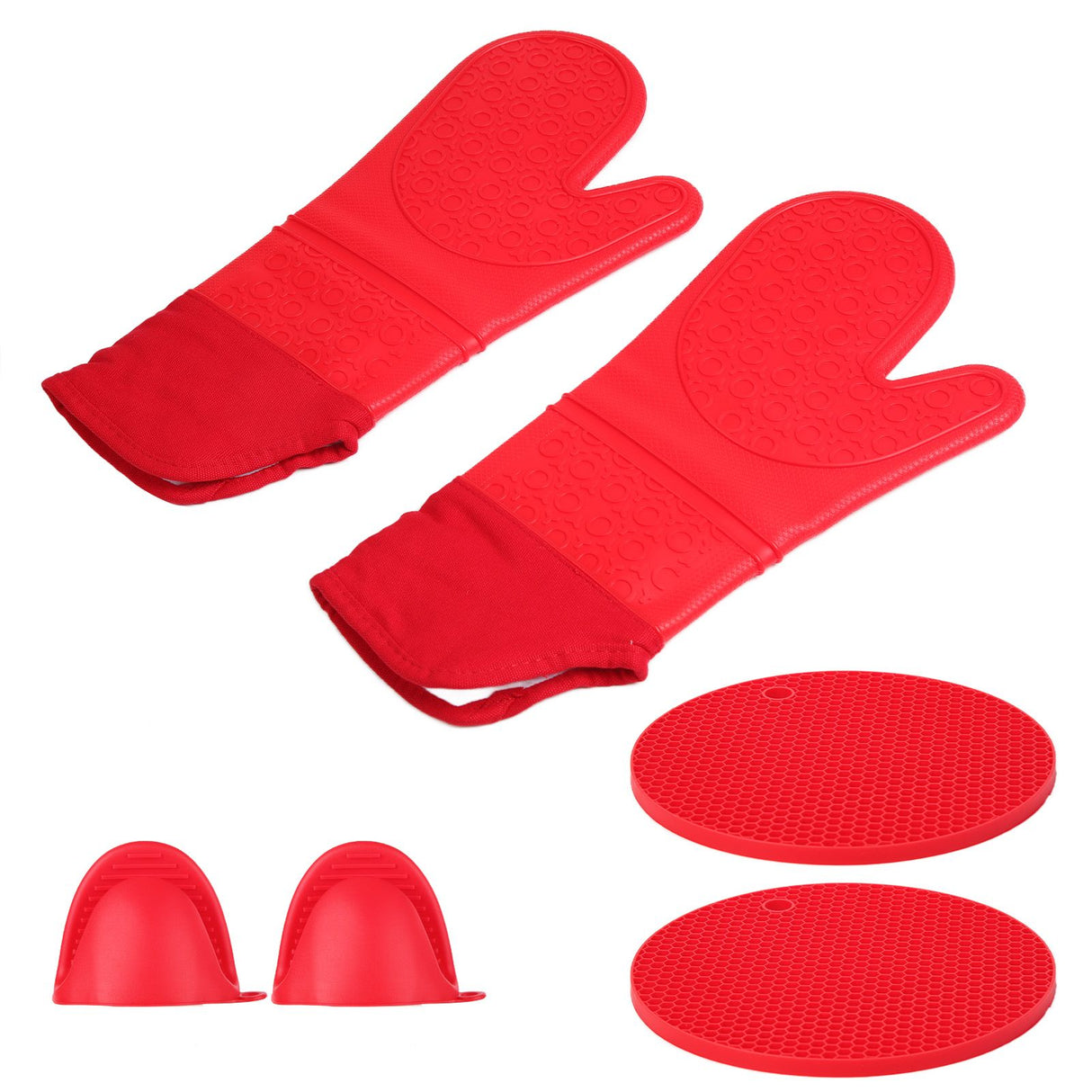 Insulation Gloves Thickened Silicone Barbecue Microwave Oven Anti Scalding Glove for Kitchen Baking CookingRed