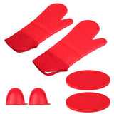 Insulation Gloves Thickened Silicone Barbecue Microwave Oven Anti Scalding Glove for Kitchen Baking CookingRed