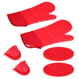 Insulation Gloves Thickened Silicone Barbecue Microwave Oven Anti Scalding Glove for Kitchen Baking CookingRed