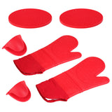 Insulation Gloves Thickened Silicone Barbecue Microwave Oven Anti Scalding Glove for Kitchen Baking CookingRed