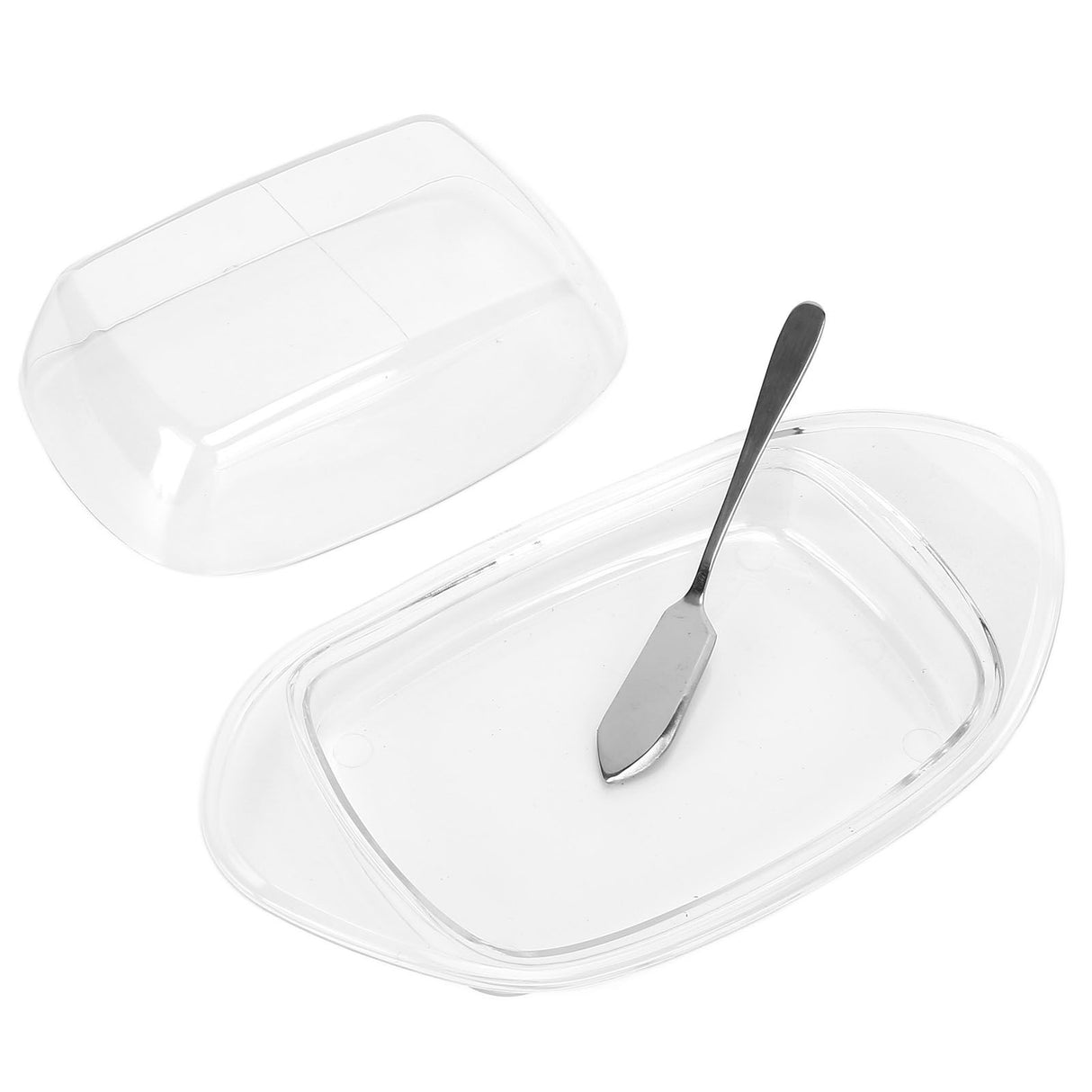 ShipShaped Butter Cutting Box with Cutting Knife and Lid Food Grade Chesse Container for Kitchen(Transparent )