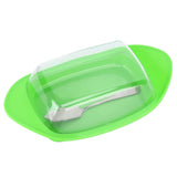 ShipShaped Butter Cutting Box with Cutting Knife and Lid Food Grade Chesse Container for Kitchen(Green )