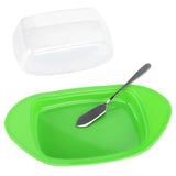 ShipShaped Butter Cutting Box with Cutting Knife and Lid Food Grade Chesse Container for Kitchen(Green )