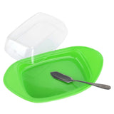 ShipShaped Butter Cutting Box with Cutting Knife and Lid Food Grade Chesse Container for Kitchen(Green )