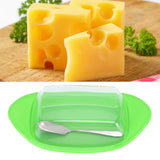 ShipShaped Butter Cutting Box with Cutting Knife and Lid Food Grade Chesse Container for Kitchen(Green ) - Extra Image
