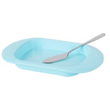 Round Edge Plastic Butter Storage Box Cheese Dessert Bread Server Keeper with Transparent Cover KnifeBlue - 45-Degree Angle