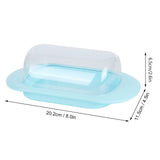 Round Edge Plastic Butter Storage Box Cheese Dessert Bread Server Keeper with Transparent Cover KnifeBlue
