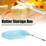 Round Edge Plastic Butter Storage Box Cheese Dessert Bread Server Keeper with Transparent Cover KnifeBlue