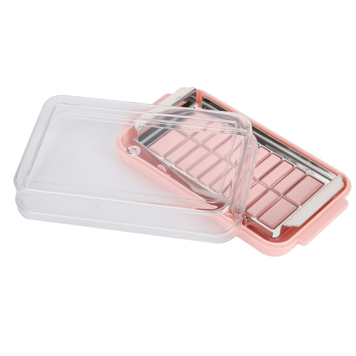 Stainless Steel Butter Cutter Container Butter Storage Box with Transparent Cover for KitchenPink Chassis