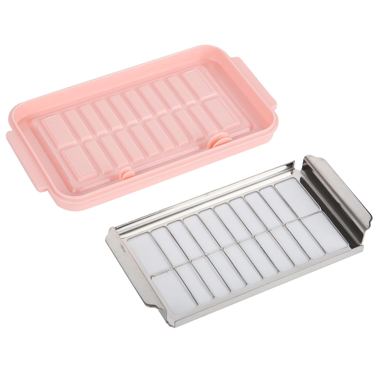 Stainless Steel Butter Cutter Container Butter Storage Box with Transparent Cover for KitchenPink Chassis