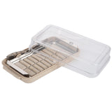 Stainless Steel Butter Cutter Container Butter Storage Box with Transparent Cover for KitchenWheat Chassis