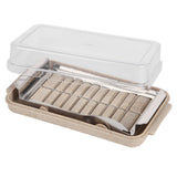 Stainless Steel Butter Cutter Container Butter Storage Box with Transparent Cover for KitchenWheat Chassis