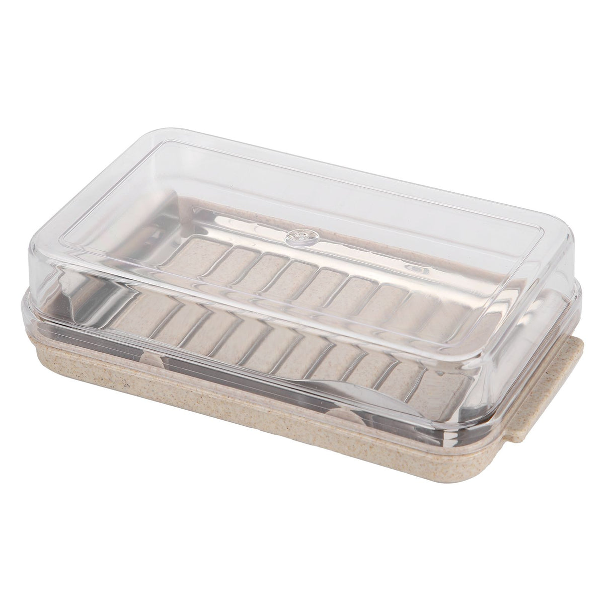 Stainless Steel Butter Cutter Container Butter Storage Box with Transparent Cover for KitchenWheat Chassis