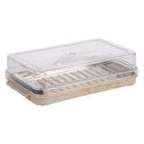 Stainless Steel Butter Cutter Container Butter Storage Box with Transparent Cover for KitchenWheat Chassis - Close-Up Angle