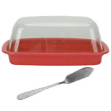 Curved Butter Storage Box with Lid Cheese Plate Butter Holder Tray Baking Tool for KitchenRed
