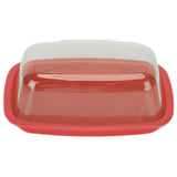 Curved Butter Storage Box with Lid Cheese Plate Butter Holder Tray Baking Tool for KitchenRed - Front View