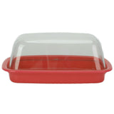Curved Butter Storage Box with Lid Cheese Plate Butter Holder Tray Baking Tool for KitchenRed