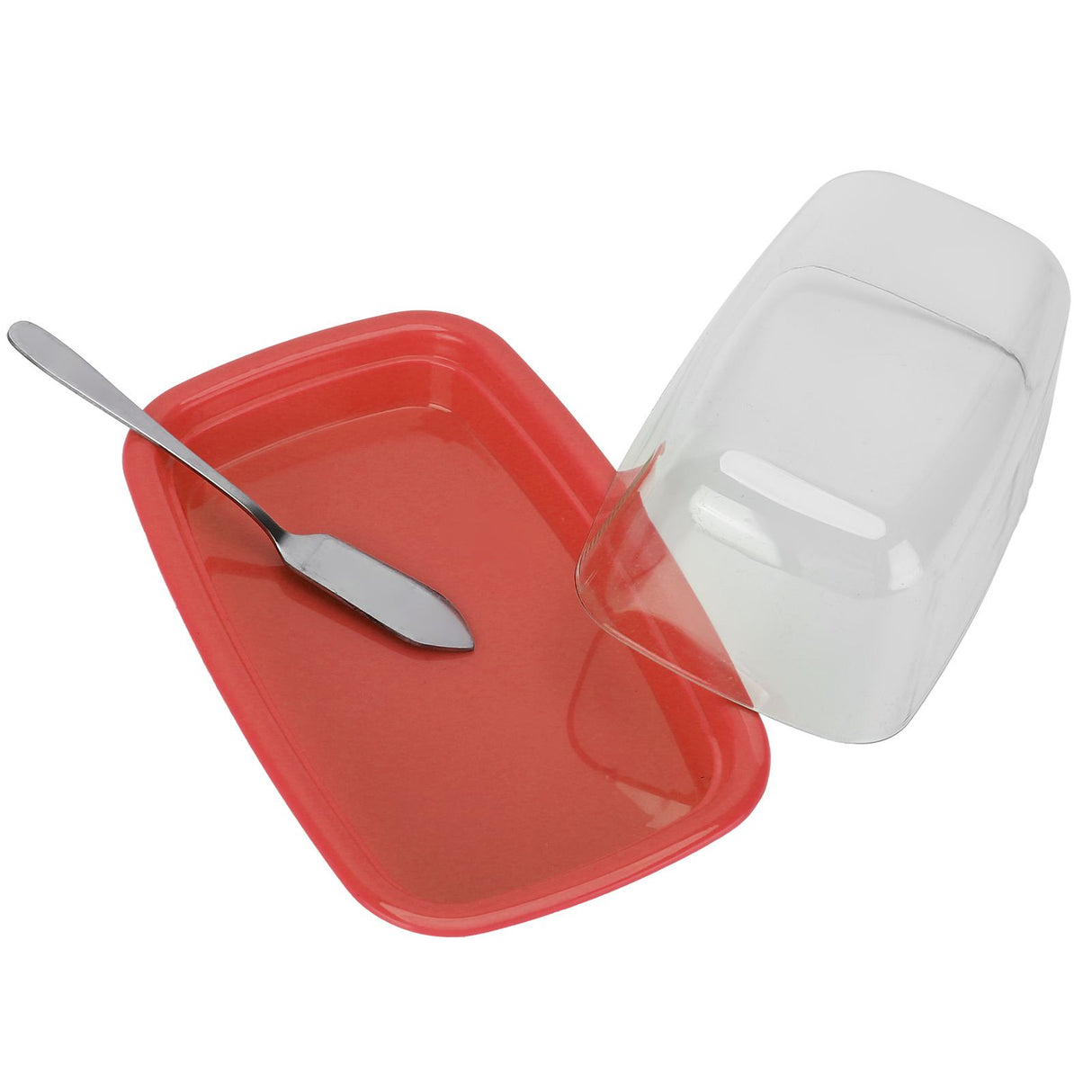 Curved Butter Storage Box with Lid Cheese Plate Butter Holder Tray Baking Tool for KitchenRed