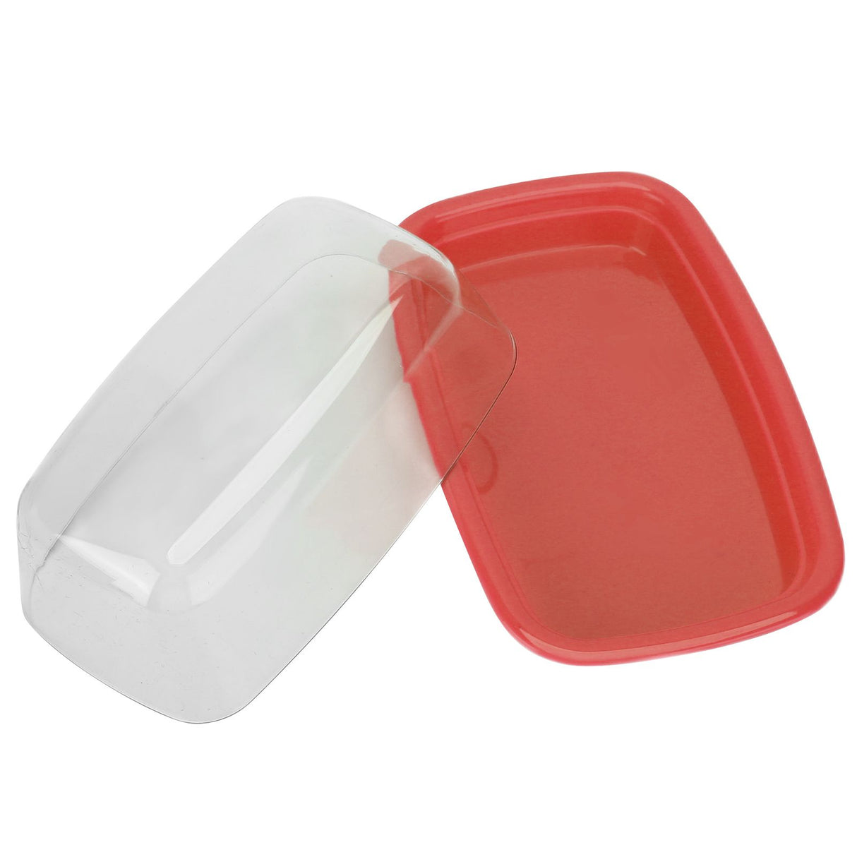 Curved Butter Storage Box with Lid Cheese Plate Butter Holder Tray Baking Tool for KitchenRed