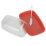 Curved Butter Storage Box with Lid Cheese Plate Butter Holder Tray Baking Tool for KitchenRed - Extra Image