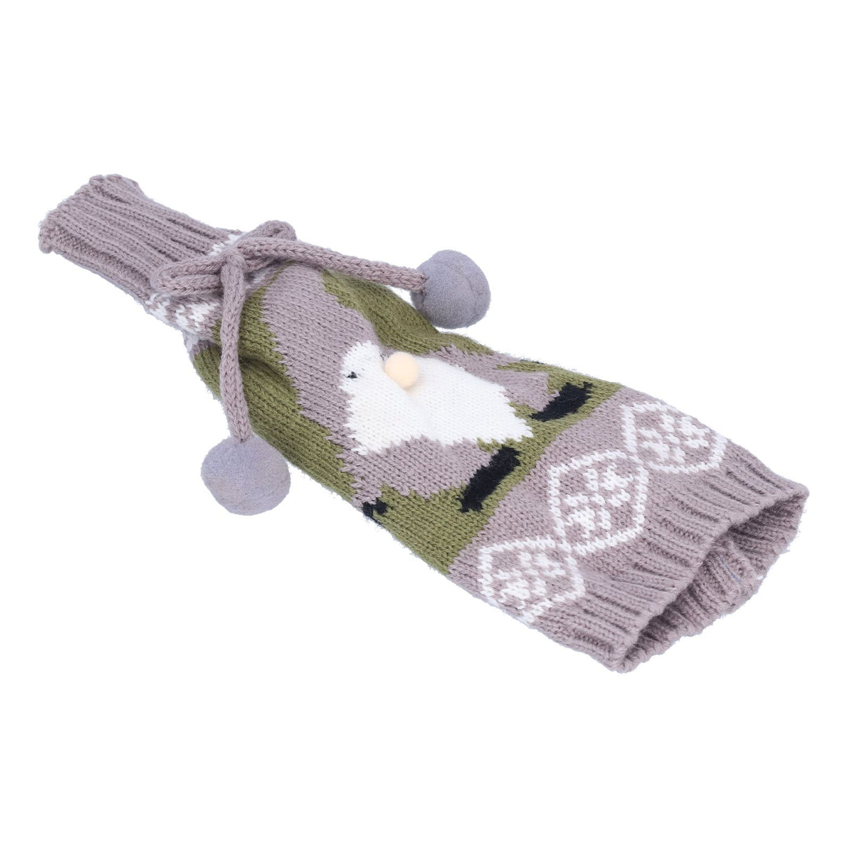 Knitted Wine Bottle Cover Bag Sleeve Home Decoration for Christmas Wedding Birthday PartyGray +Green