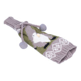 Knitted Wine Bottle Cover Bag Sleeve Home Decoration for Christmas Wedding Birthday PartyGray +Green - Side View