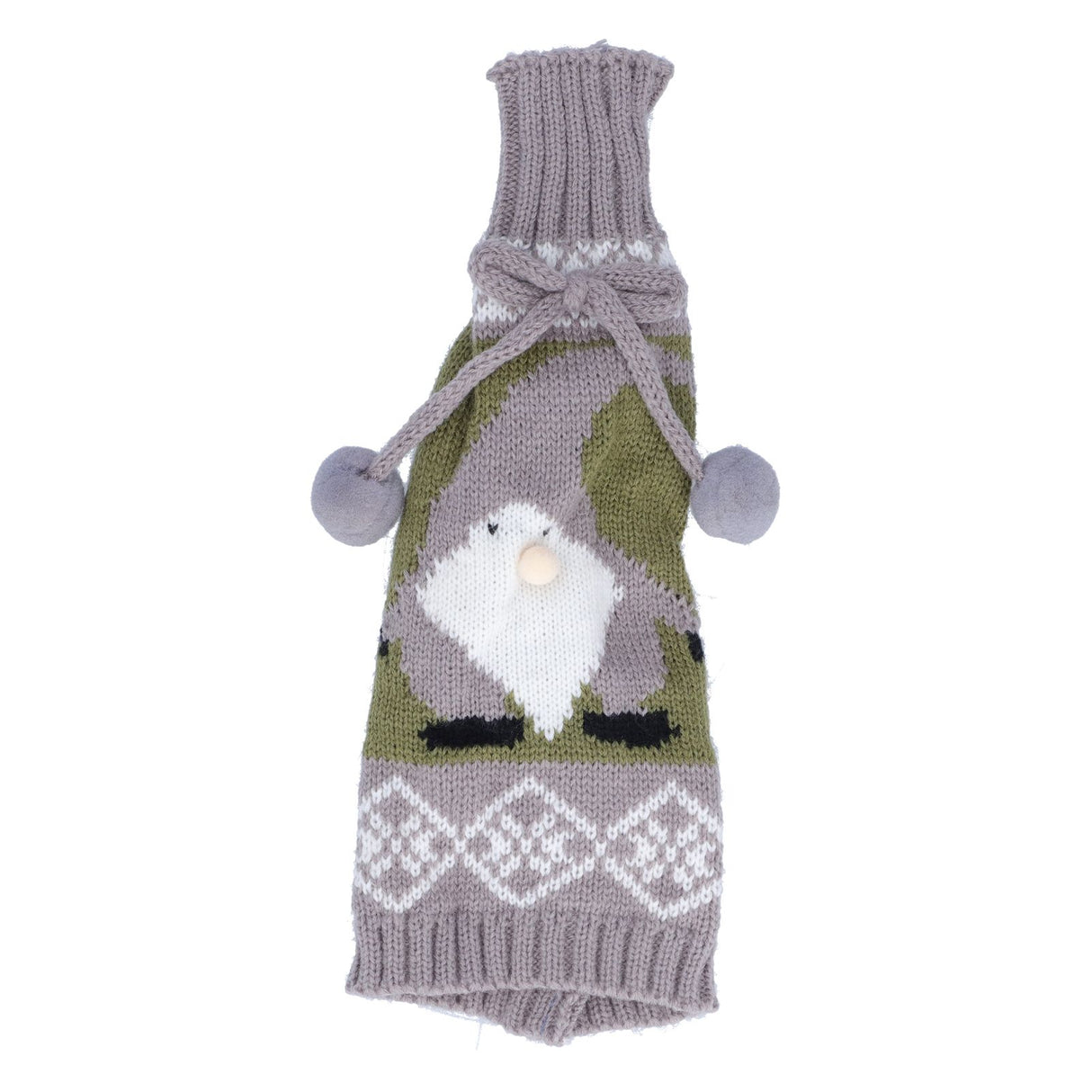 Knitted Wine Bottle Cover Bag Sleeve Home Decoration for Christmas Wedding Birthday PartyGray +Green