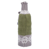 Knitted Wine Bottle Cover Bag Sleeve Home Decoration for Christmas Wedding Birthday PartyGray +Green - Rear View