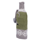 Knitted Wine Bottle Cover Bag Sleeve Home Decoration for Christmas Wedding Birthday PartyGray +Green - Close-Up Angle