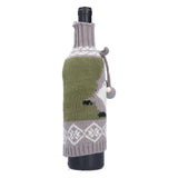Knitted Wine Bottle Cover Bag Sleeve Home Decoration for Christmas Wedding Birthday PartyGray +Green - Low Angle