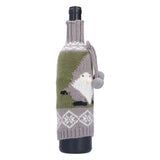 Knitted Wine Bottle Cover Bag Sleeve Home Decoration for Christmas Wedding Birthday PartyGray +Green - Extra Image