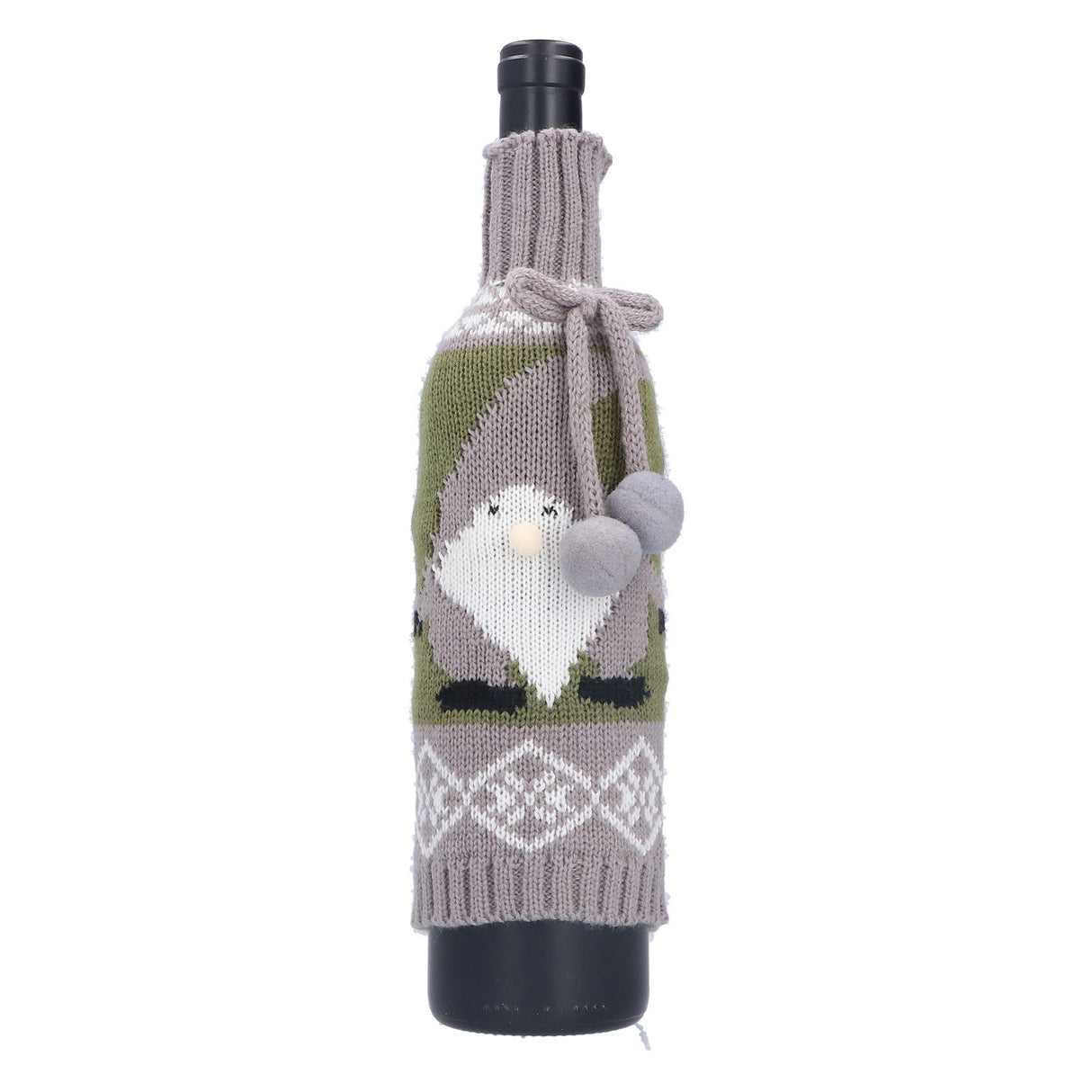 Knitted Wine Bottle Cover Bag Sleeve Home Decoration for Christmas Wedding Birthday PartyGray +Green