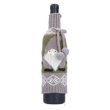 Knitted Wine Bottle Cover Bag Sleeve Home Decoration for Christmas Wedding Birthday PartyGray +Green