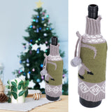 Knitted Wine Bottle Cover Bag Sleeve Home Decoration for Christmas Wedding Birthday PartyGray +Green - Extra Image