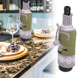 Knitted Wine Bottle Cover Bag Sleeve Home Decoration for Christmas Wedding Birthday PartyGray +Green - Extra Image