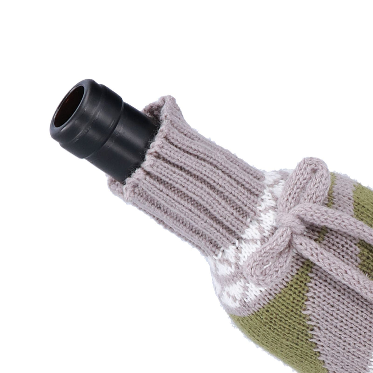 Knitted Wine Bottle Cover Bag Sleeve Home Decoration for Christmas Wedding Birthday PartyGray +Green