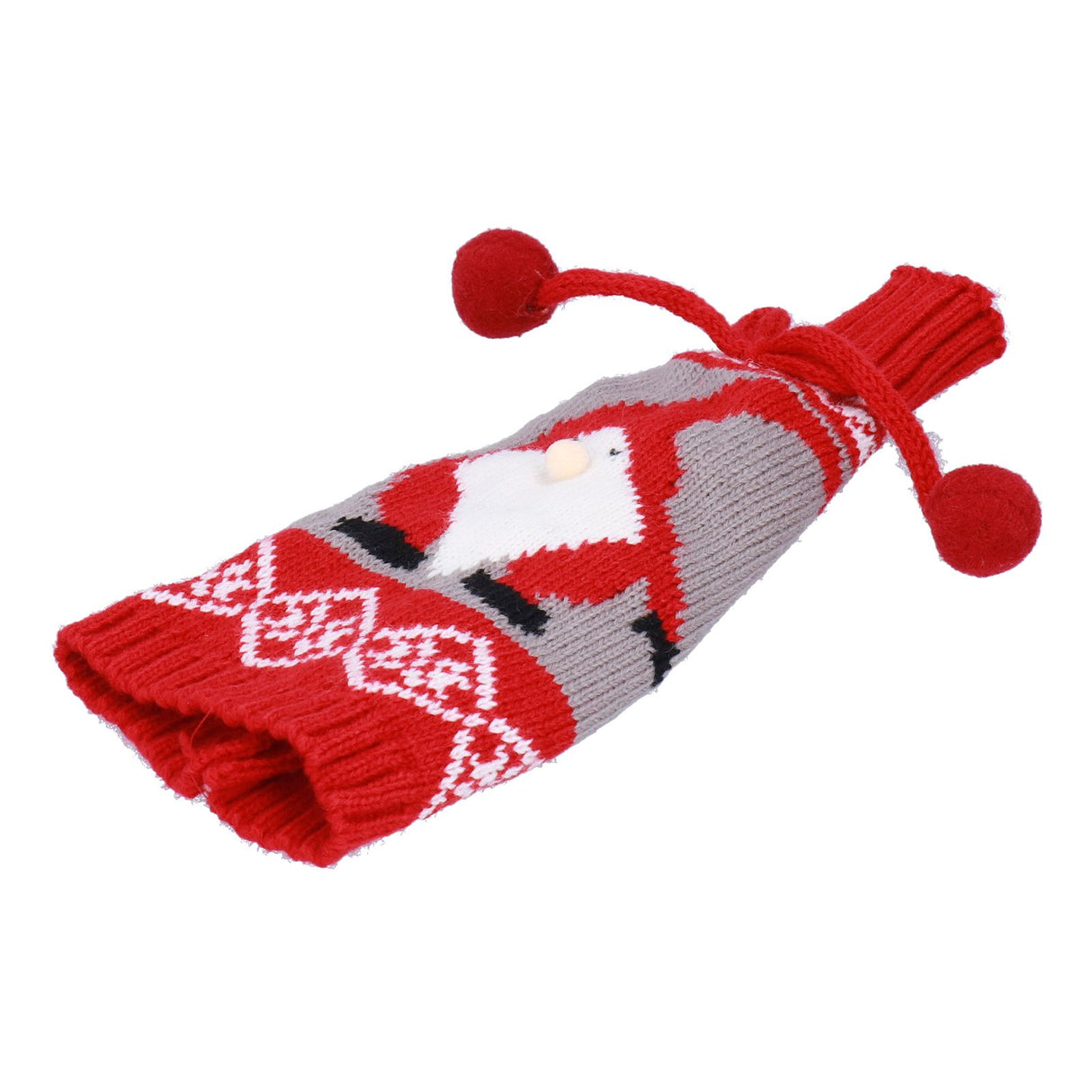 Knitted Wine Bottle Cover Bag Sleeve Home Decoration for Christmas Wedding Birthday PartyRed +Gray