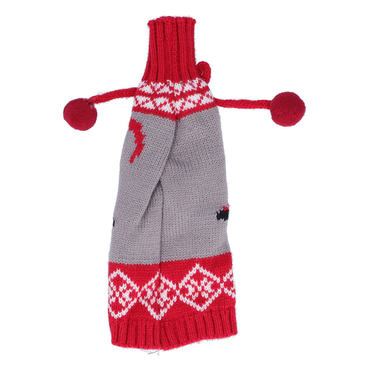 Knitted Wine Bottle Cover Bag Sleeve Home Decoration for Christmas Wedding Birthday PartyRed +Gray