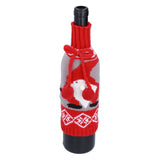 Knitted Wine Bottle Cover Bag Sleeve Home Decoration for Christmas Wedding Birthday PartyRed +Gray - Rear View