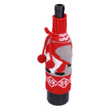 Knitted Wine Bottle Cover Bag Sleeve Home Decoration for Christmas Wedding Birthday PartyRed +Gray - Close-Up Angle
