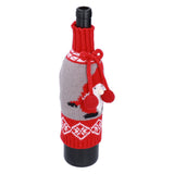 Knitted Wine Bottle Cover Bag Sleeve Home Decoration for Christmas Wedding Birthday PartyRed +Gray