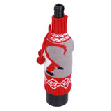Knitted Wine Bottle Cover Bag Sleeve Home Decoration for Christmas Wedding Birthday PartyRed +Gray - Extra Image