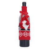 Knitted Wine Bottle Cover Bag Sleeve Home Decoration for Christmas Wedding Birthday PartyRed +Gray - Extra Image